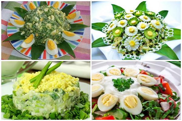 как украсить салат из черемши, огурцов и яиц
