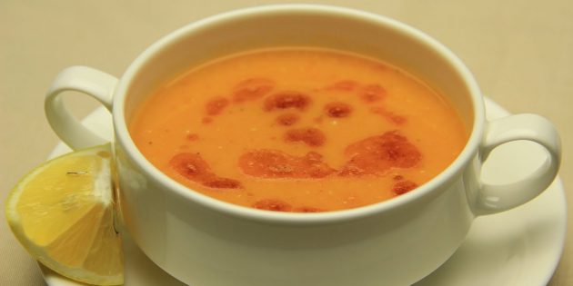 Суп-пюре из чечевицы и овощей