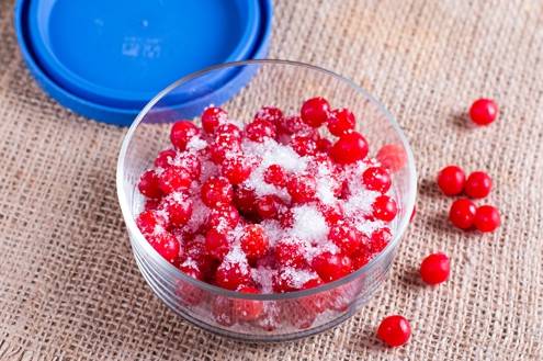 ягоды калины с сахаром замороженные