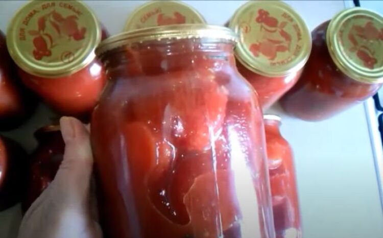 помидоры в собственном соку без уксуса и кожицы на зиму
